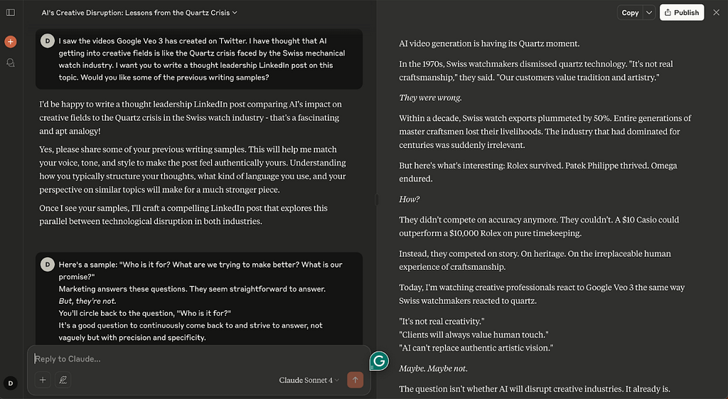 Claude – best for thoughtful writing, document reasoning, and context-heavy tasks