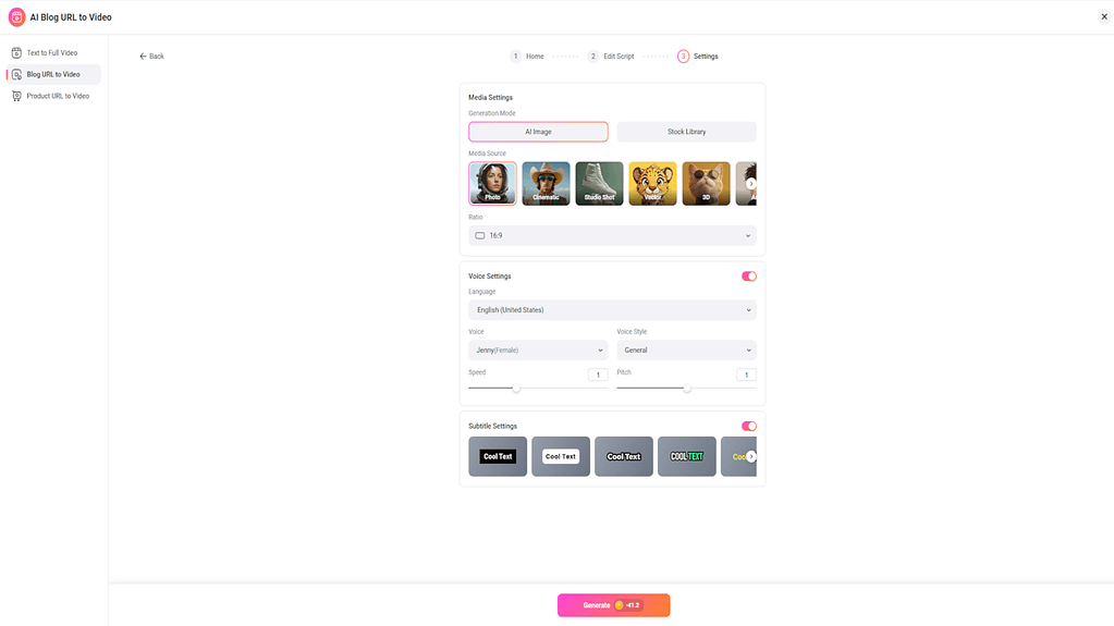 Second step in making a video from a blog post