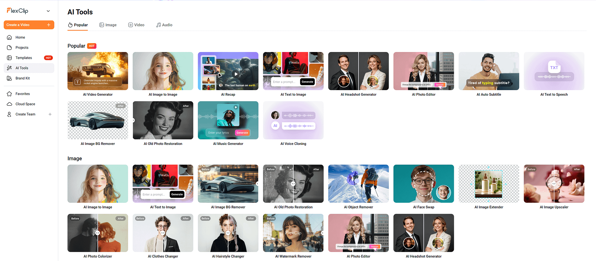 Popular FlexClip AI tools