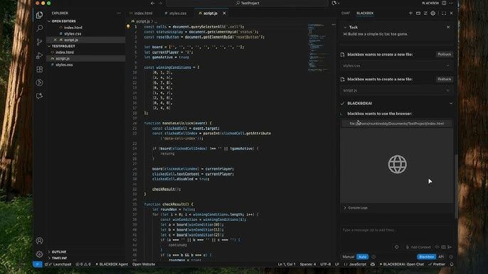 Developer coding with blackbox AI assistance