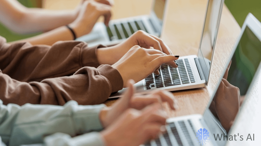 Business student using AI chatbot for essay research.